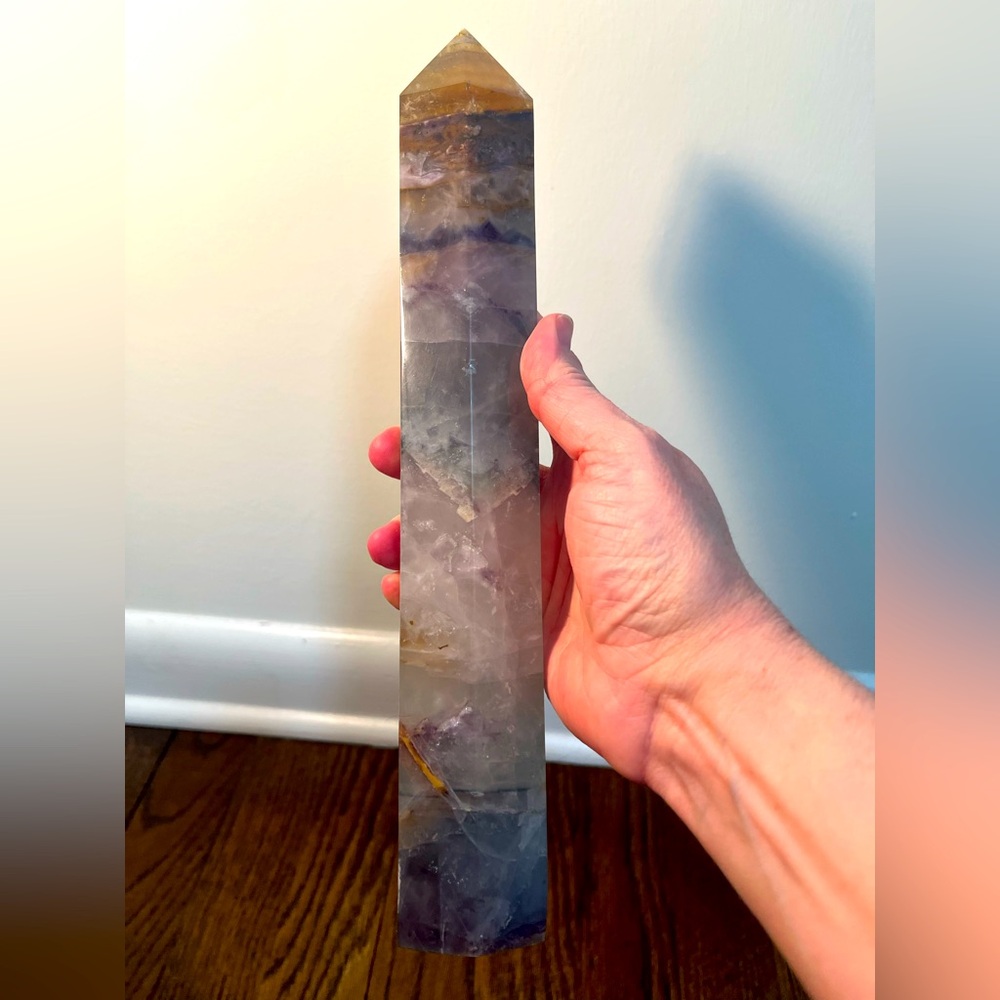Fluorite Tower, approx 11.5 inches tall - Picture 5 of 6